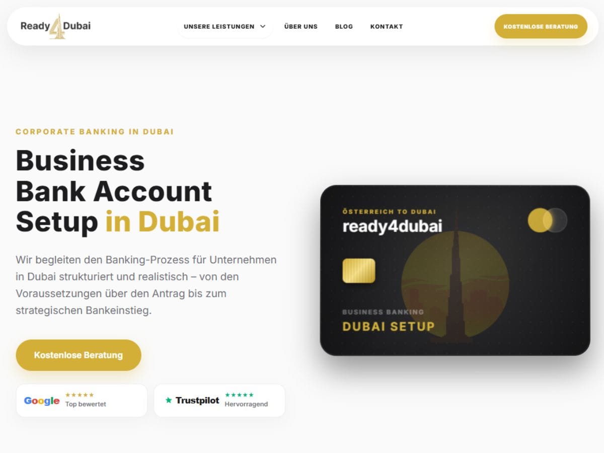optimierte Website für Firmengründung in Dubai von Ready4Dubai