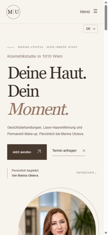 Website von Kosmetikstudio Marina Utsieva – Webdesign von Nexora Digital
