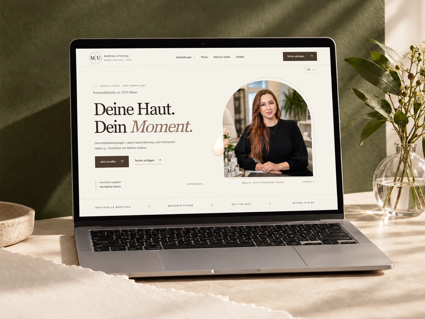 Kosmetikstudio Marina Utsieva – fotografisches Projekt-Mockup