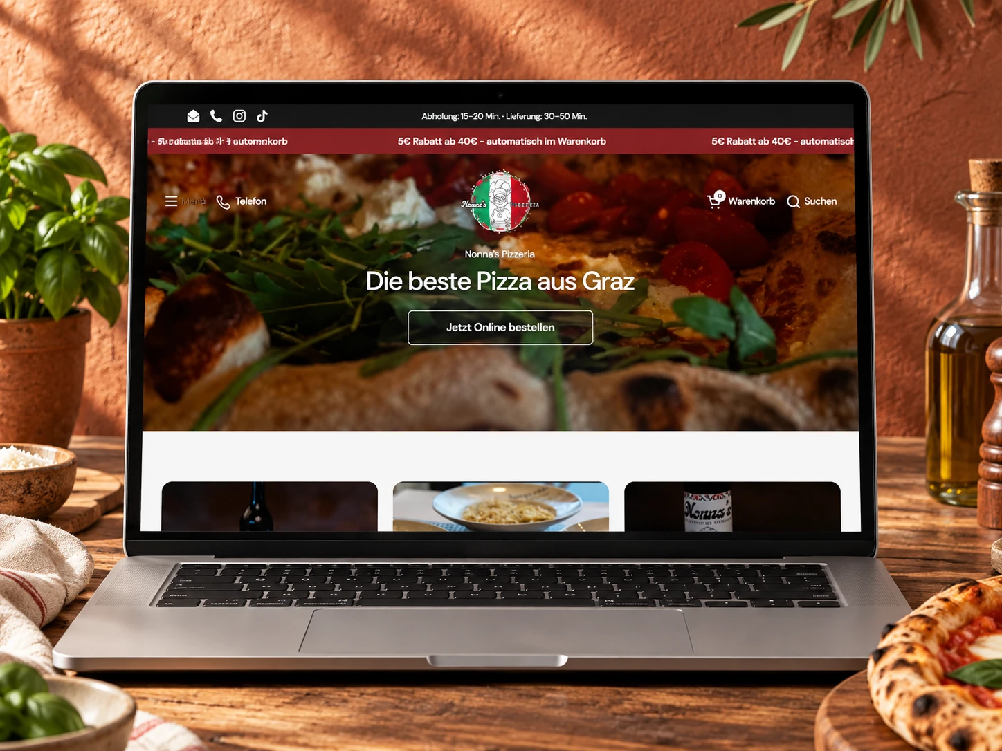 Nonna’s Pizzeria – fotografisches Projekt-Mockup